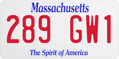 MA license plate 289GW1