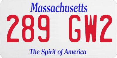 MA license plate 289GW2