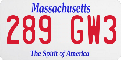 MA license plate 289GW3