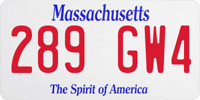 MA license plate 289GW4