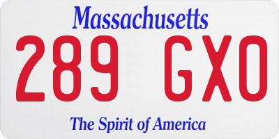 MA license plate 289GX0