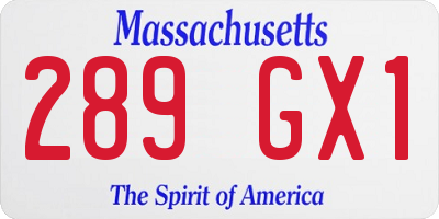 MA license plate 289GX1