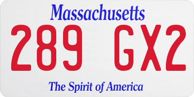 MA license plate 289GX2
