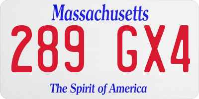 MA license plate 289GX4