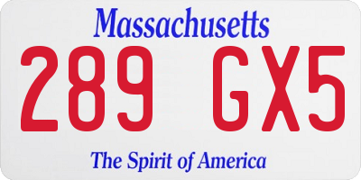 MA license plate 289GX5