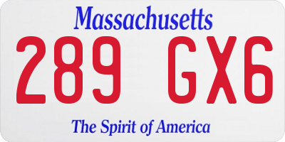 MA license plate 289GX6