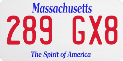 MA license plate 289GX8