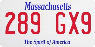 MA license plate 289GX9
