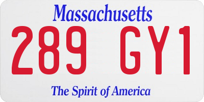 MA license plate 289GY1