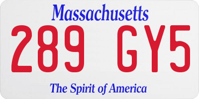 MA license plate 289GY5