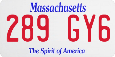 MA license plate 289GY6