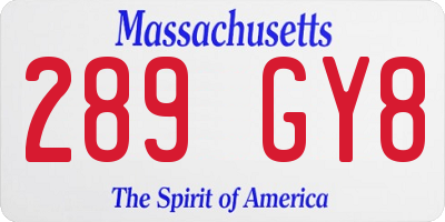 MA license plate 289GY8