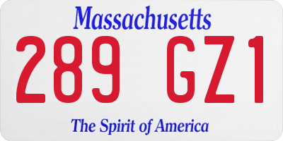 MA license plate 289GZ1