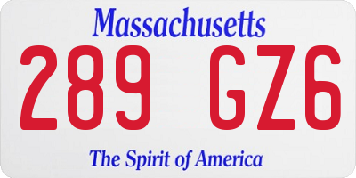 MA license plate 289GZ6
