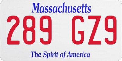 MA license plate 289GZ9