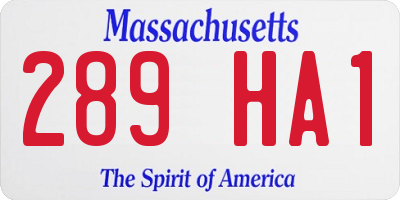MA license plate 289HA1
