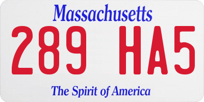 MA license plate 289HA5