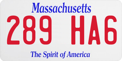 MA license plate 289HA6