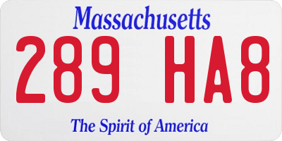 MA license plate 289HA8