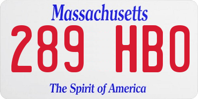 MA license plate 289HB0