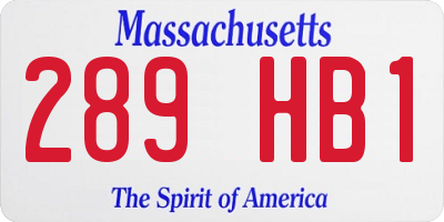 MA license plate 289HB1