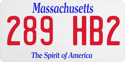 MA license plate 289HB2