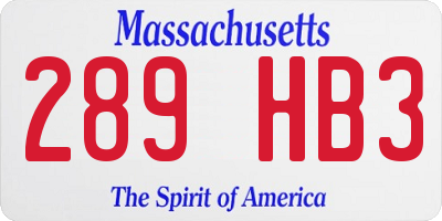 MA license plate 289HB3