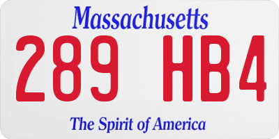 MA license plate 289HB4
