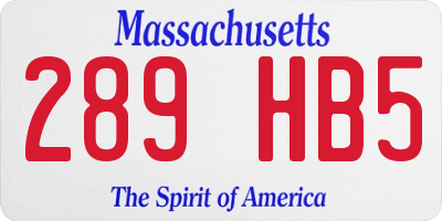 MA license plate 289HB5