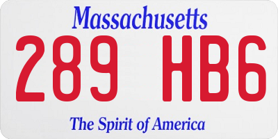 MA license plate 289HB6