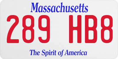 MA license plate 289HB8