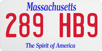 MA license plate 289HB9