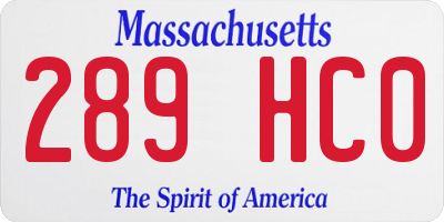 MA license plate 289HC0