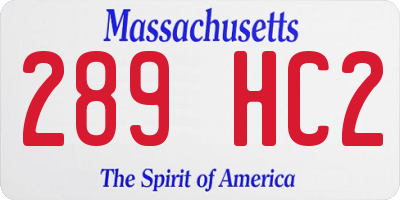 MA license plate 289HC2