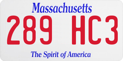 MA license plate 289HC3