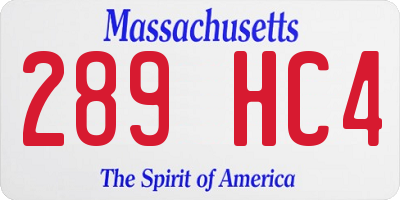 MA license plate 289HC4