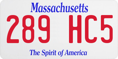 MA license plate 289HC5