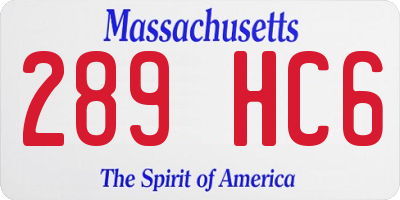 MA license plate 289HC6