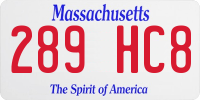 MA license plate 289HC8