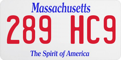 MA license plate 289HC9