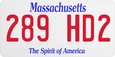 MA license plate 289HD2