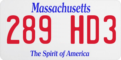 MA license plate 289HD3