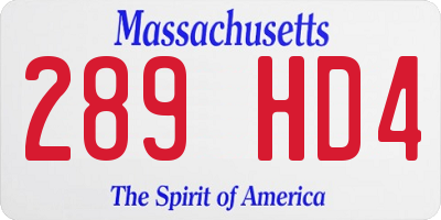 MA license plate 289HD4