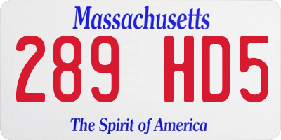 MA license plate 289HD5