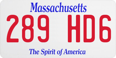 MA license plate 289HD6