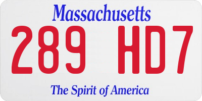 MA license plate 289HD7