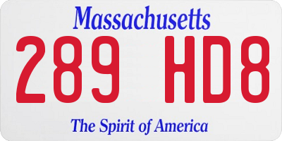 MA license plate 289HD8