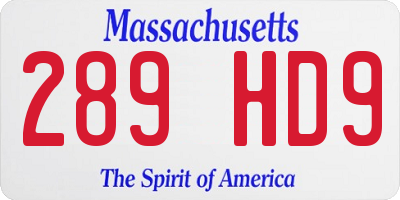 MA license plate 289HD9