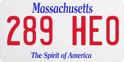 MA license plate 289HE0