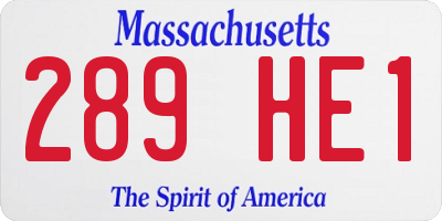 MA license plate 289HE1